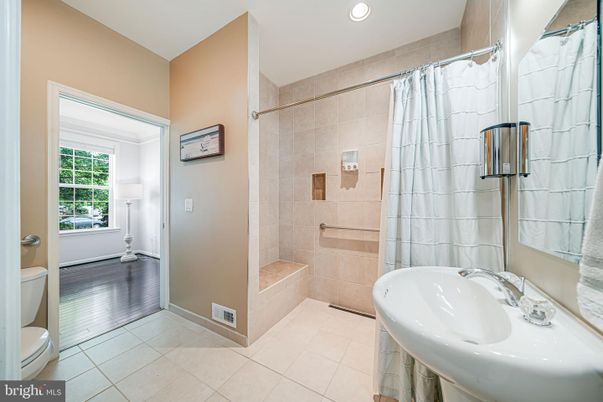 Bathroom, Interior, Recessed Lighting, Wood Texture Flooring