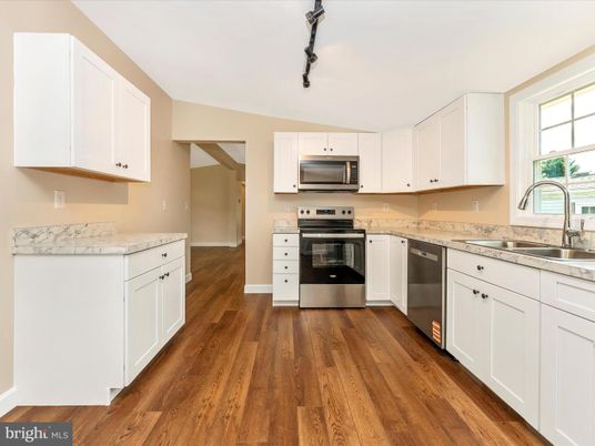 Interior, Kitchen, Stainless Steel Appliances, Wood Texture Flooring