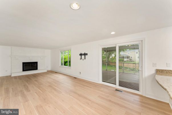 Empty room, Fireplace, Interior, Recessed Lighting, Wood Texture Flooring