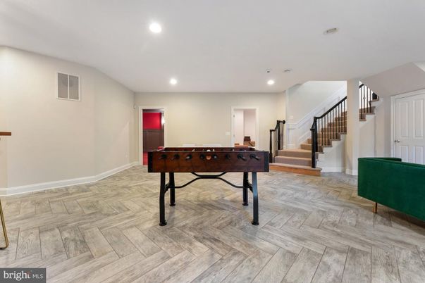 Game Room, Interior, Recessed Lighting, Wood Texture Flooring