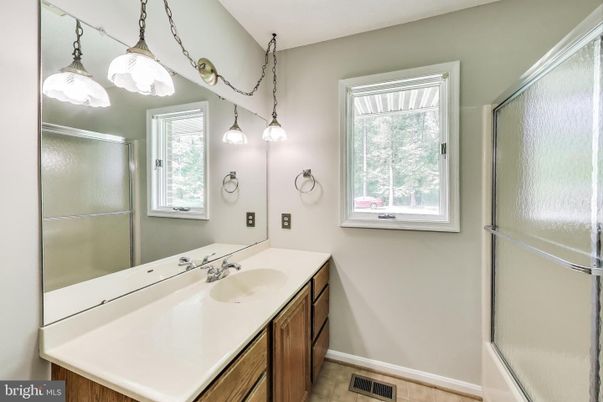 Bathroom, Glass Shower, Interior, Pendant Lights
