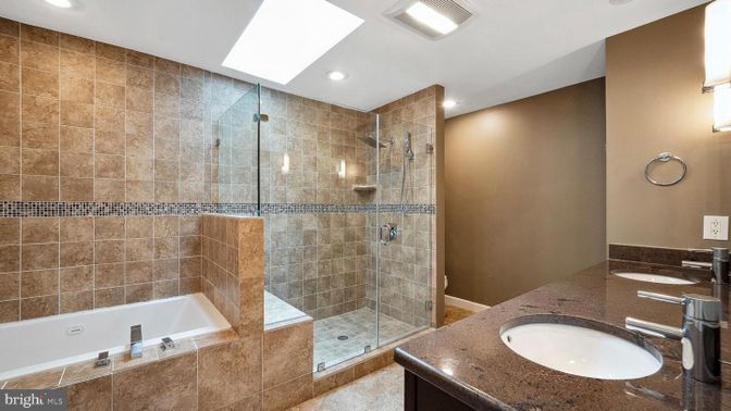 Bathroom, Glass Shower, Interior, Recessed Lighting