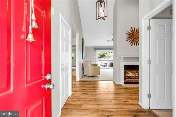 Fireplace, Interior, Pendant Lights, Wood Texture Flooring