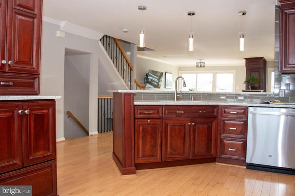 Interior, Kitchen, Pendant Lights, Wood Texture Flooring