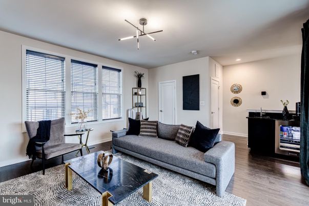 Interior, Living room, Pendant Lights, Recessed Lighting, Wood Texture Flooring