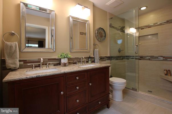 Bathroom, Dual Sink Vanities, Glass Shower, Interior, Recessed Lighting