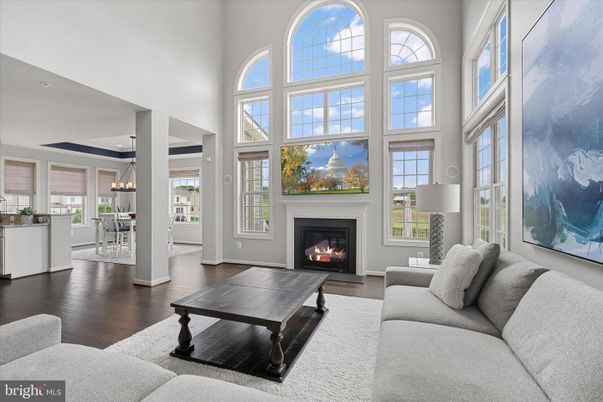 Chandelier, Dining room, Fireplace, Interior, Living room, Pendant Lights, Wood Texture Flooring