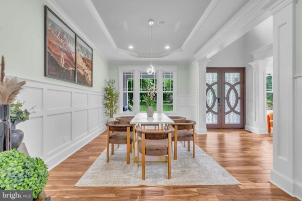 Dining room, Interior, Recessed Lighting, Wood Texture Flooring