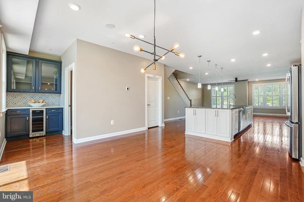 Interior, Kitchen, Pendant Lights, Recessed Lighting, Wood Texture Flooring