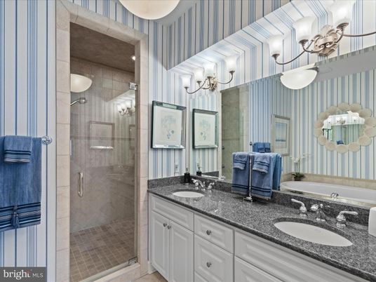 Bathroom, Dual Sink Vanities, Glass Shower, Interior