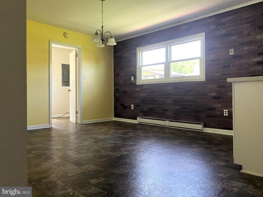 Empty room, Interior, Pendant Lights, Stone Walls