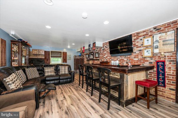 Interior, Recessed Lighting, Stone Walls, Wood Texture Flooring