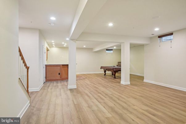 Billiard Table, Game Room, Interior, Recessed Lighting, Wood Texture Flooring