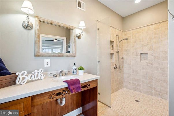 Bathroom, Glass Shower, Interior, Recessed Lighting