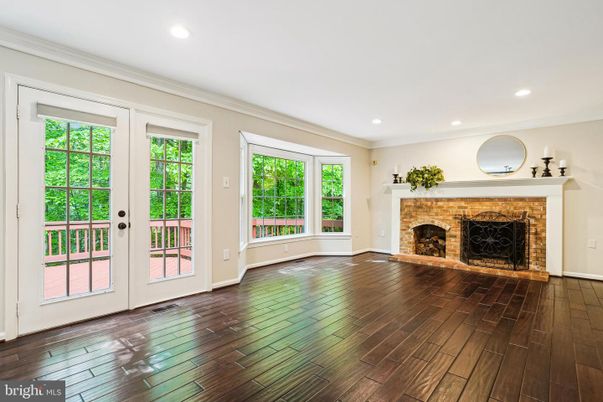 Empty room, Fireplace, Interior, Recessed Lighting, Wood Texture Flooring