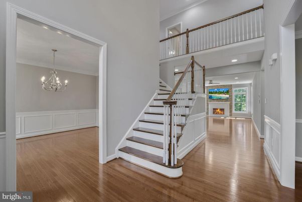 Chandelier, Fireplace, Interior, Recessed Lighting, Wood Texture Flooring