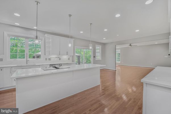 Interior, Kitchen, Pendant Lights, Recessed Lighting, Wood Texture Flooring