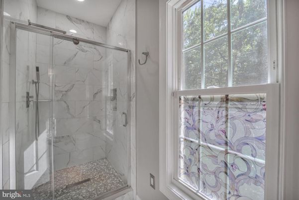 Bathroom, Glass Shower, Interior, Marble Walls, Recessed Lighting