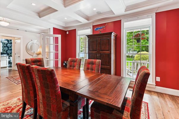 Dining room, Interior, Recessed Lighting, Wood Texture Flooring