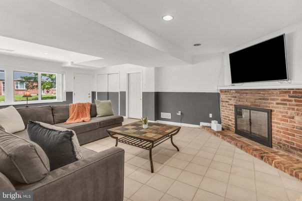 Fireplace, Interior, Living room, Recessed Lighting, Stone Walls