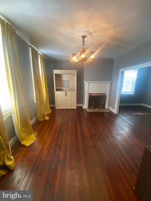 Chandelier, Empty room, Fireplace, Interior, Wood Texture Flooring