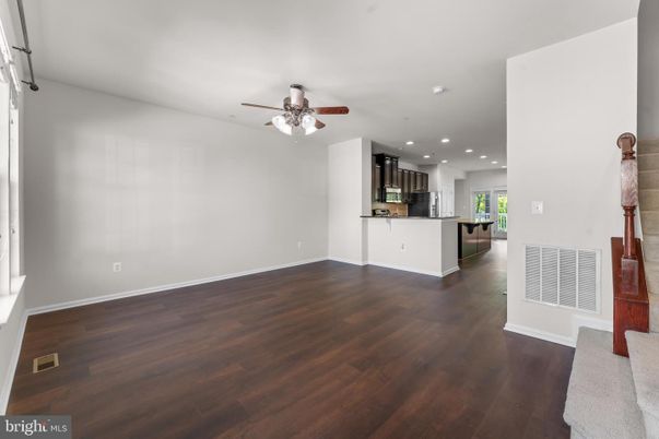 Empty room, Interior, Kitchen, Recessed Lighting, Wood Texture Flooring