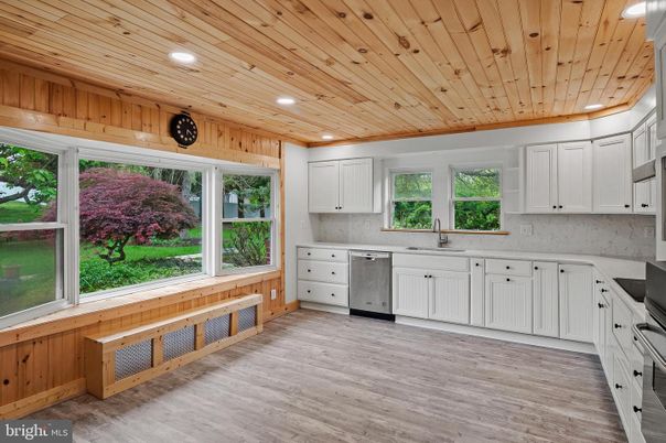 Interior, Kitchen, Recessed Lighting, Stainless Steel Appliances, Wooden Ceilings, Wood Texture Flooring