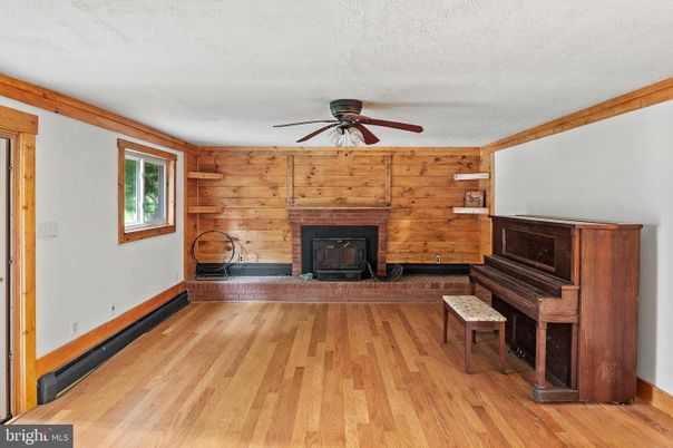 Fireplace, Interior, Piano, Wood Texture Flooring, Wooden Walls