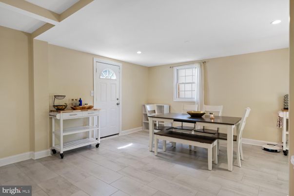 Dining room, Interior, Recessed Lighting, Wood Texture Flooring