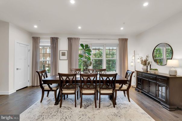 Dining room, Interior, Recessed Lighting, Wood Texture Flooring