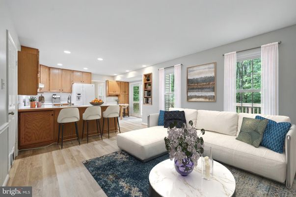 Interior, Kitchen, Living room, Recessed Lighting, Wood Texture Flooring