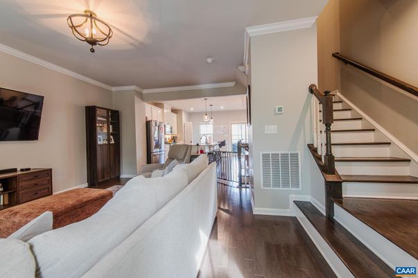 Dining room, Interior, Kitchen, Living room, Pendant Lights, Wood Texture Flooring