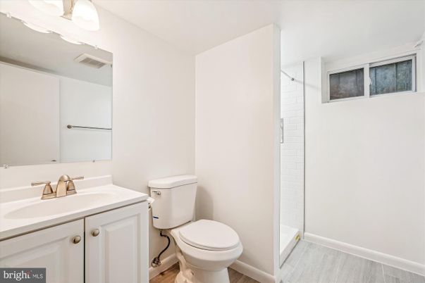 Bathroom, Glass Shower, Interior, Wood Texture Flooring