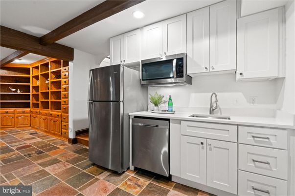 Interior, Kitchen, Recessed Lighting, Stainless Steel Appliances, Wooden Beams