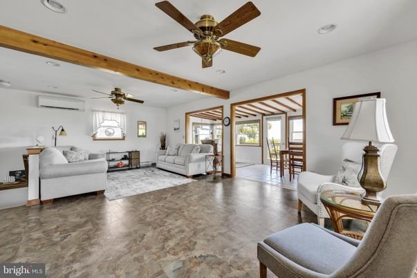 Interior, Living room, Recessed Lighting, Wooden Beams