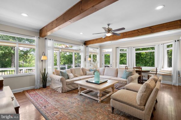 Dining room, Interior, Living room, Recessed Lighting, Wooden Beams, Wood Texture Flooring