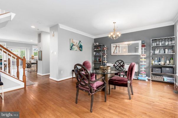 Chandelier, Dining room, Interior, Recessed Lighting, Wood Texture Flooring