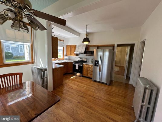 Interior, Kitchen, Pendant Lights, Stainless Steel Appliances, Wood Texture Flooring