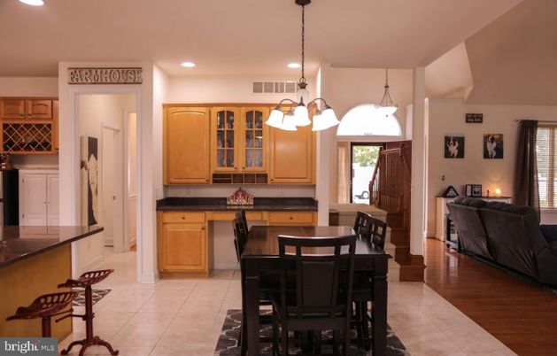 Dining room, Interior, Pendant Lights, Recessed Lighting, Wood Texture Flooring