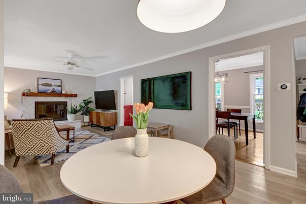 Dining room, Fireplace, Interior, Living room, Wood Texture Flooring