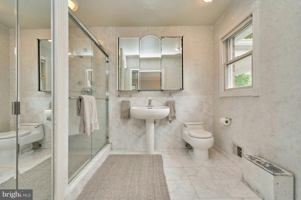 Bathroom, Glass Shower, Interior, Marble, Recessed Lighting