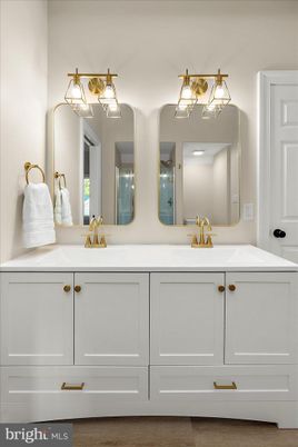 Bathroom, Dual Sink Vanities, Interior, Wood Texture Flooring