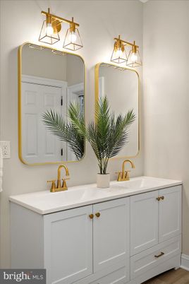Bathroom, Dual Sink Vanities, Interior, Wood Texture Flooring