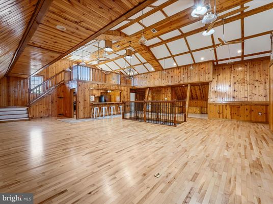 Empty room, Interior, Pendant Lights, Wooden Beams, Wooden Ceilings, Wood Texture Flooring, Wooden Walls
