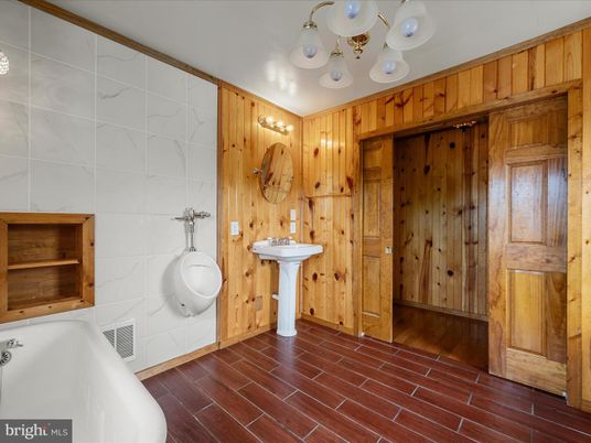 Bathroom, Interior, Wood Texture Flooring, Wooden Walls