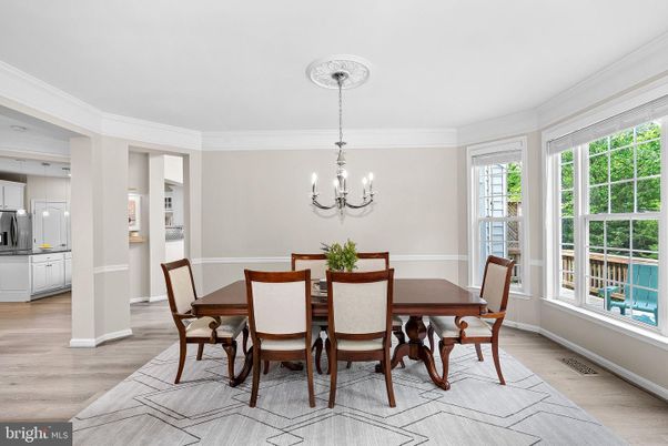 Chandelier, Dining room, Interior, Wood Texture Flooring