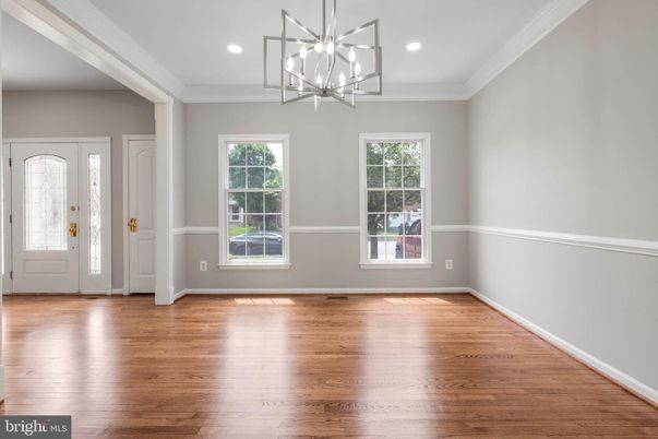 Empty room, Interior, Pendant Lights, Recessed Lighting, Wood Texture Flooring
