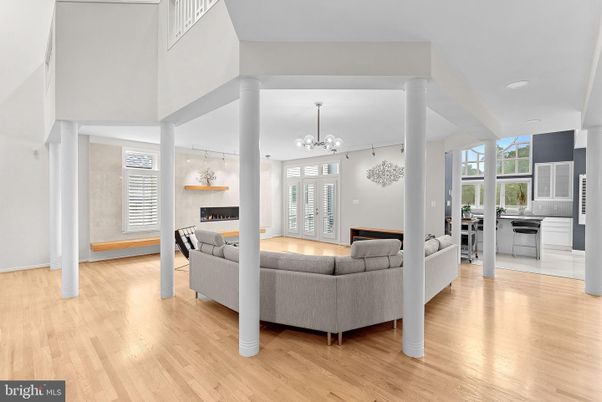 Chandelier, Dining room, Fireplace, Interior, Living room, Pendant Lights, Wood Texture Flooring