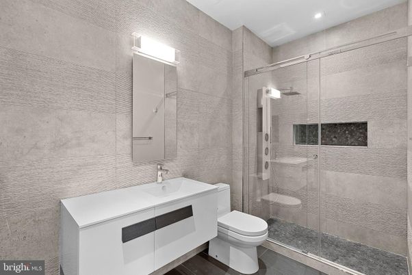 Bathroom, Glass Shower, Interior, Recessed Lighting