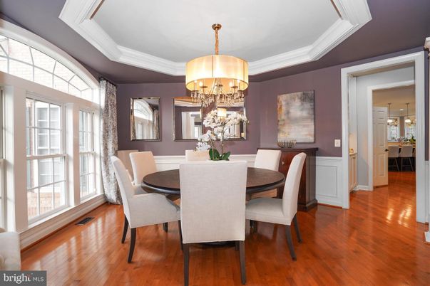 Chandelier, Dining room, Interior, Wood Texture Flooring